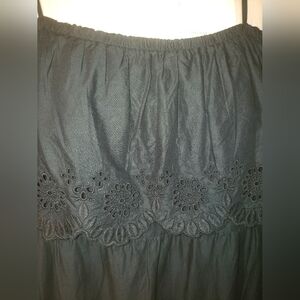 NWT 100% Cotton tier flowy Black Embroided Tiered flowy adjustable straps dress